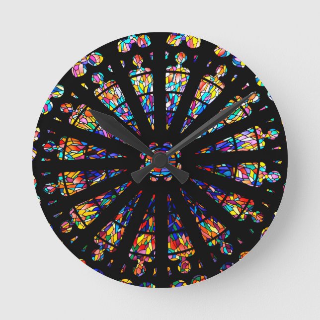 Horloge Ronde vitraux d'église couleurs (Recto)