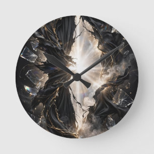 Horloge Ronde Voile Brisé de Lumière - Luxe Or Noir