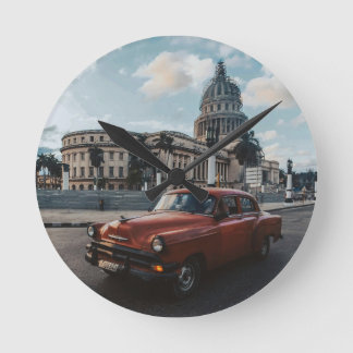 Horloge Ronde Voiture Classique Vintage La Havane Cuba 