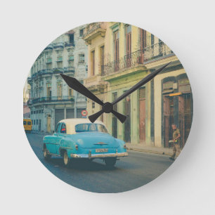 Horloge Ronde Voiture Classique Vintage La Havane Cuba Photograp