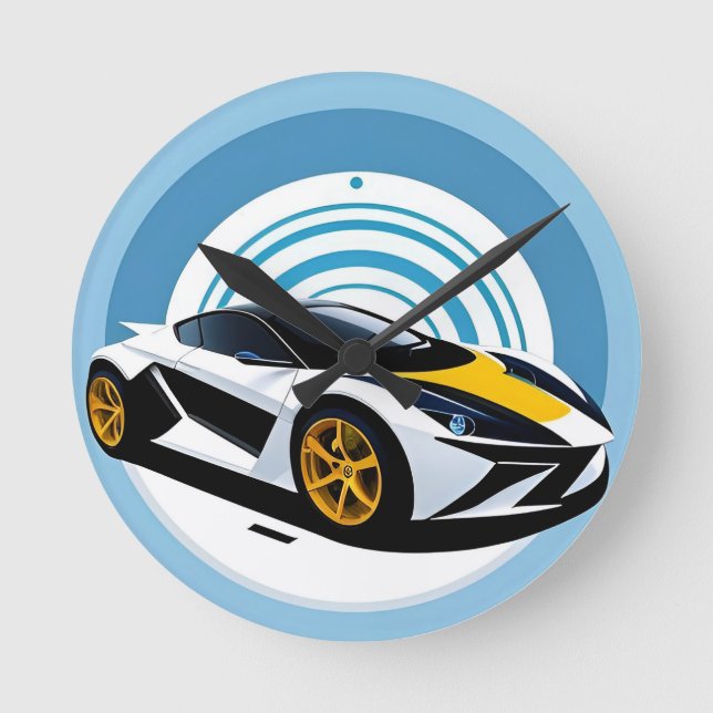 Horloge Ronde Voiture de course au design dynamique (Recto)