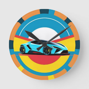 Horloge Ronde Voiture de course au design dynamique