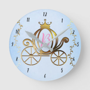 Horloge Ronde Voiture de princesse dorée Livre de contes personn