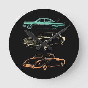 Horloge Ronde Voitures Vintage - 80s & 90s Graphic Retro