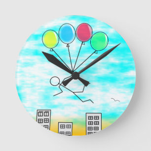 Horloge Ronde Voler au-dessus de la ville avec des ballons