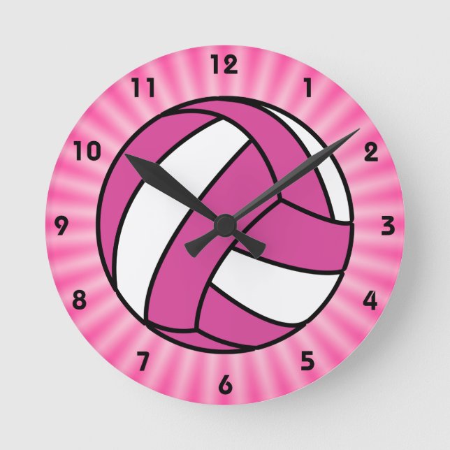 Horloge Ronde Volley-ball rose (Recto)