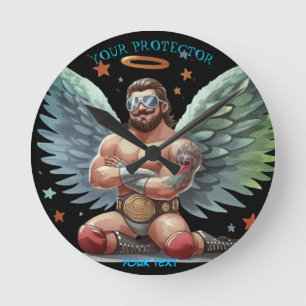 Horloge Ronde Votre ange gardien protecteur lutteur de spectacle