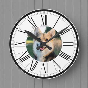 Horloge Ronde Votre animal de compagnie, chien ou chat photo sur
