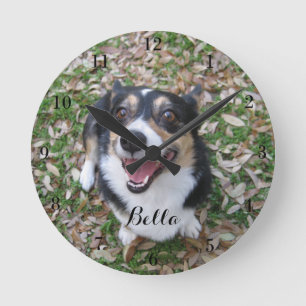 Horloge Ronde Votre animal photo de chien personnalisé
