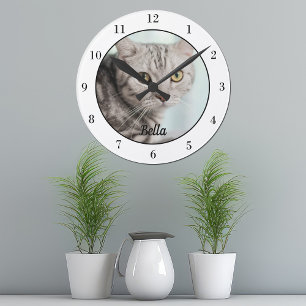 Horloge Ronde Votre Chat Personnalisé Photo Cute Pet Propriétair