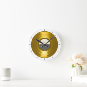 Horloge Ronde Votre disque Gold Vinyl Music
