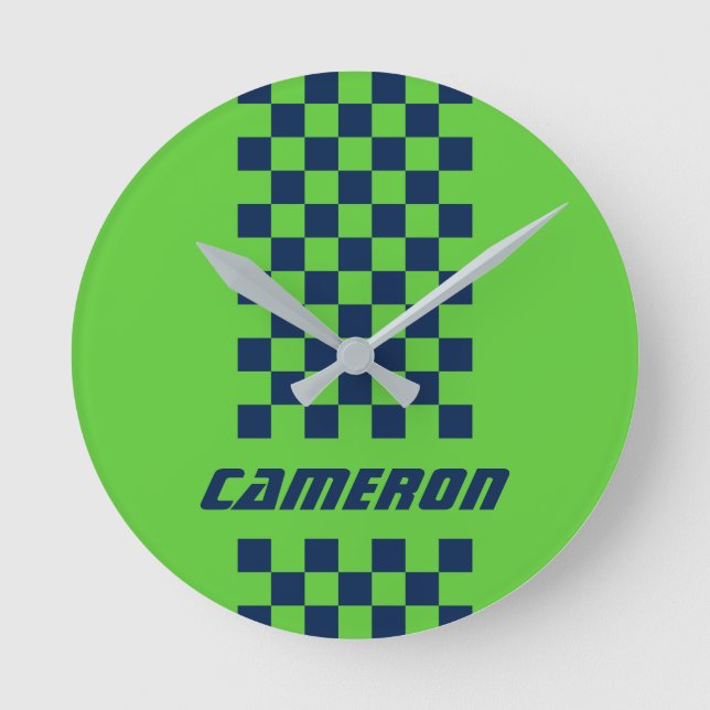 Horloge Ronde Votre nom Couleurs entièrement personnalisées À da (Recto)