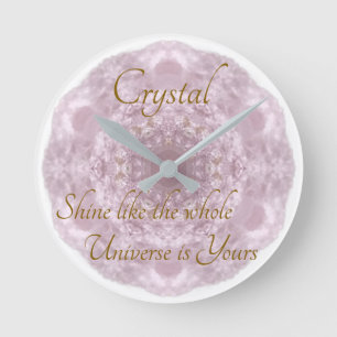 Horloge Ronde Votre nom Custom Crystal Rose Quartz