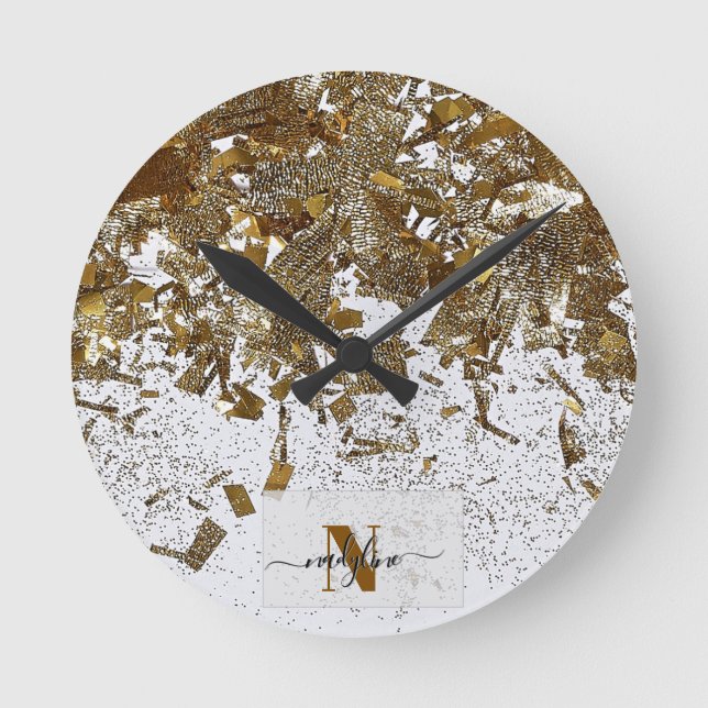 Horloge Ronde Votre nom et initiale personnalisent (Recto)