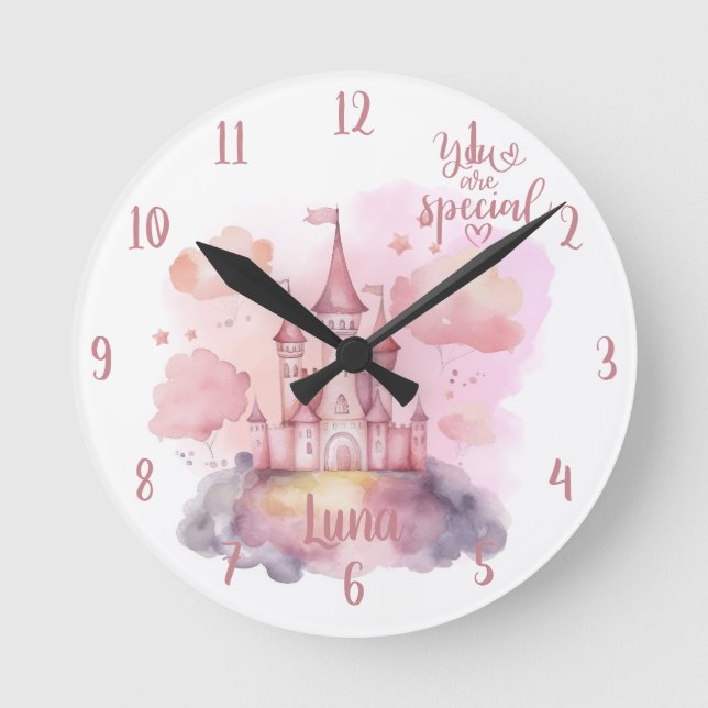 Horloge Ronde Vous êtes Special Palace Pink Cloud personnalisabl (Recto)
