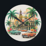 Horloge Ronde Voyage Cuba vintage - Salutations de La Havane<br><div class="desc">Publicité Vintage voyage et touristique - Cuba</div>