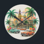 Horloge Ronde Voyage Cuba vintage - Salutations de La Havane<br><div class="desc">Publicité Vintage voyage et touristique - Cuba</div>