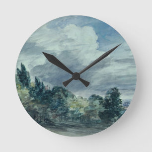 Horloge Ronde Vue au-dessus d'un paysage large, avec des arbres