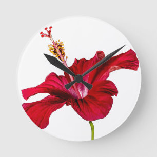 Horloge Ronde Vue latérale de l'Hibiscus rouge