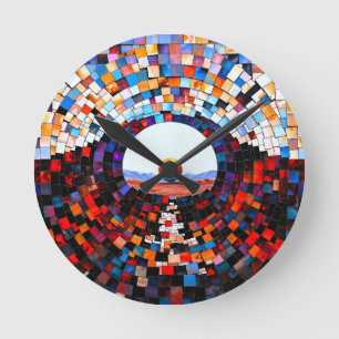 Horloge Ronde Vue mosaïque abstraite du silence