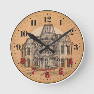 Horloge Ronde Wall Clock: Victorian Mansion