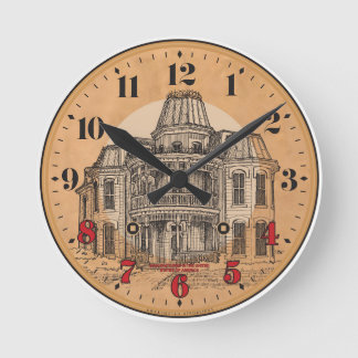 Horloge Ronde Wall Clock: Victorian Mansion