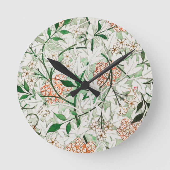 HORLOGE RONDE WALLCLOCK ACRYLIQUE : WILLIAM MORRIS : JASMINE (Recto)