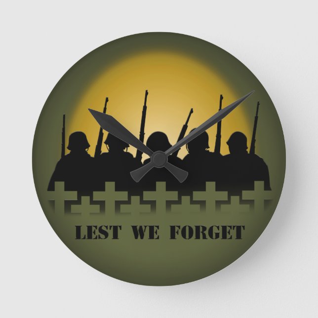 Horloge Ronde War Memorial Clock Lest We Forget War Heroes Decor (Recto)