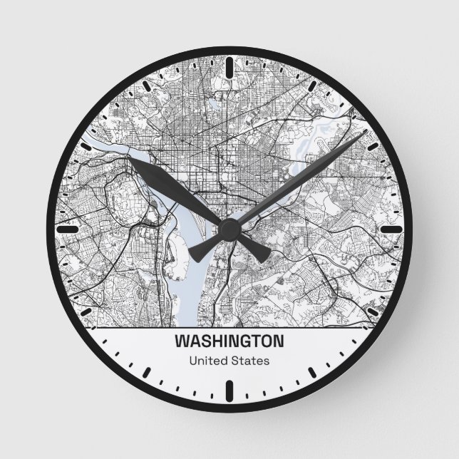 Horloge Ronde Washington Clock City Line Art (Recto)