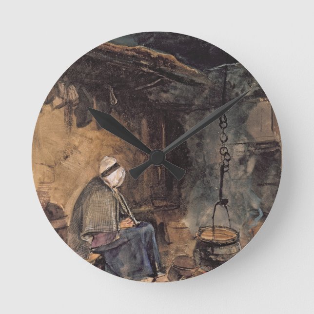 Horloge Ronde Watching the pot boil - a cottage interior (Recto)