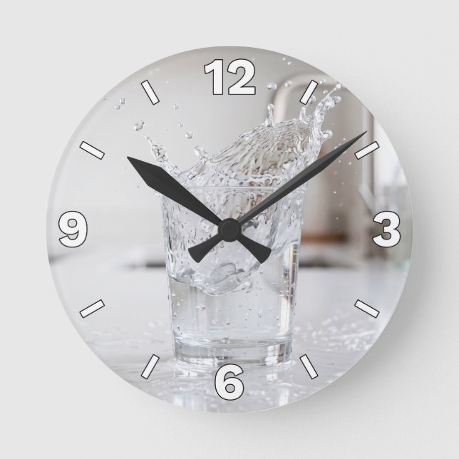 Horloge Ronde Water Splash Glass Refreshing Kitchen Home Decor (Recto)