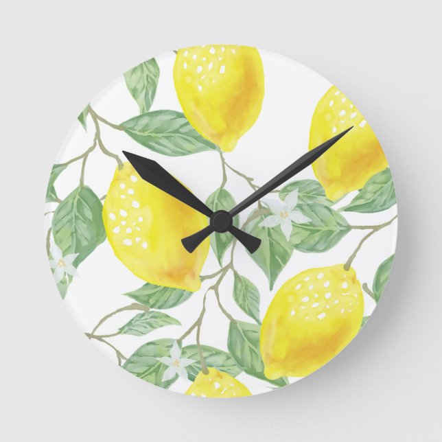 Horloge Ronde Watercolor Lemon (Recto)