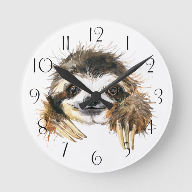 Horloge Ronde Watercolor sloth (Recto)
