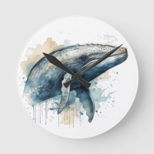 Horloge Ronde Watercolor Whale Wonder