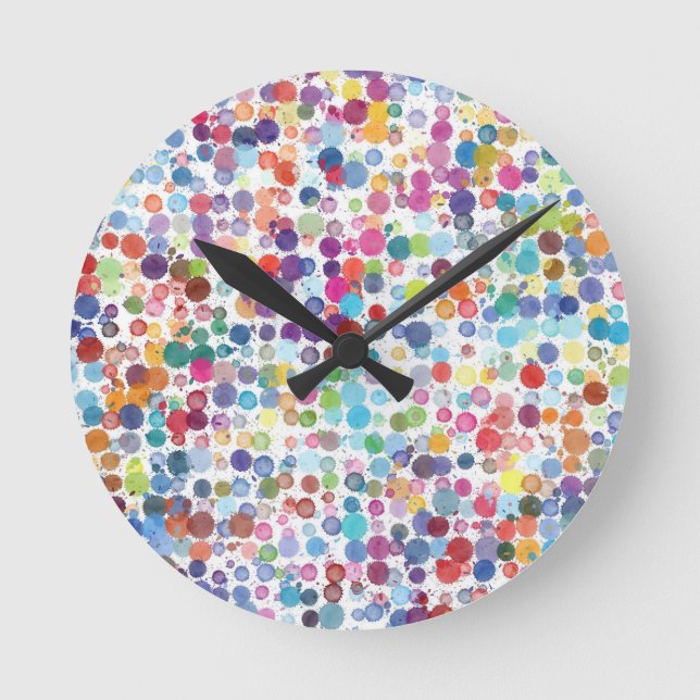 Horloge Ronde Watercolour Splash Dot Pattern (Recto)