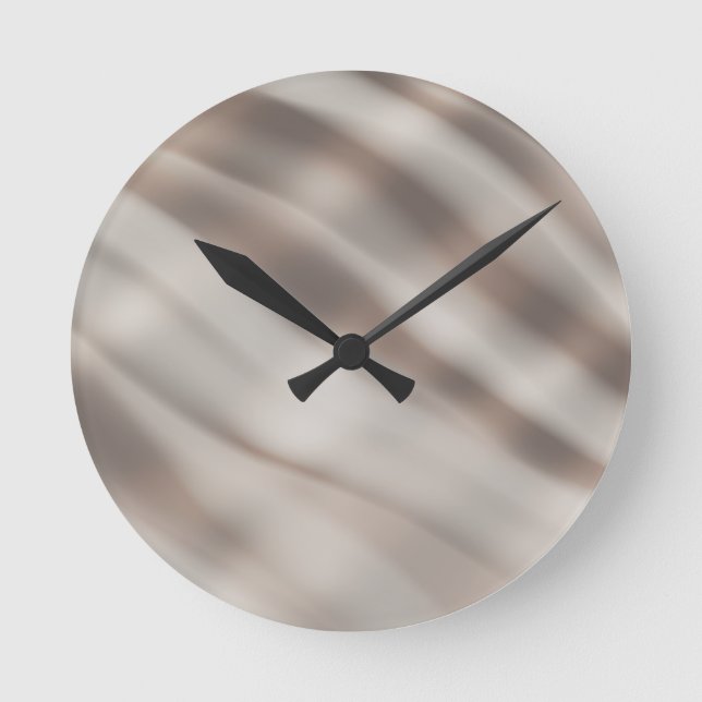 Horloge Ronde Waves of Taupe - Neutral Decor - Fluide Art  (Recto)