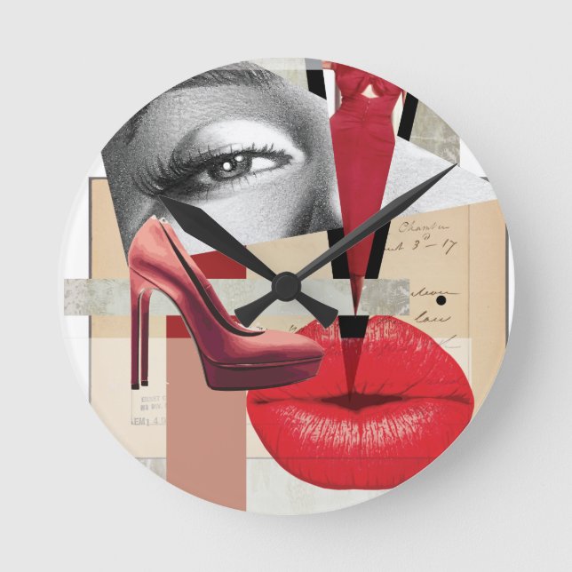 Horloge Ronde Wellcoda Merilyn Beauté Art Monroe Lip (Recto)