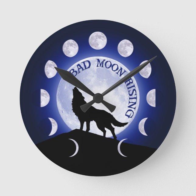 Horloge Ronde Werewolf Moon Phase Bad Moon Clock (Recto)