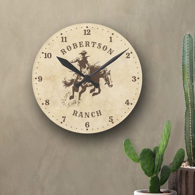Horloge Ronde Western Rodeo Cowboy Pays Personnalisé (Créateur téléchargé)