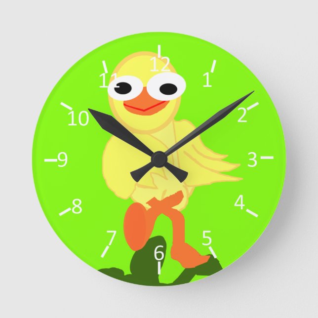 Horloge Ronde Whacky Bird Chartreuse (Recto)