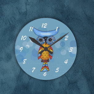 Horloge Ronde Whimsical Colorful Fantasy Owl
