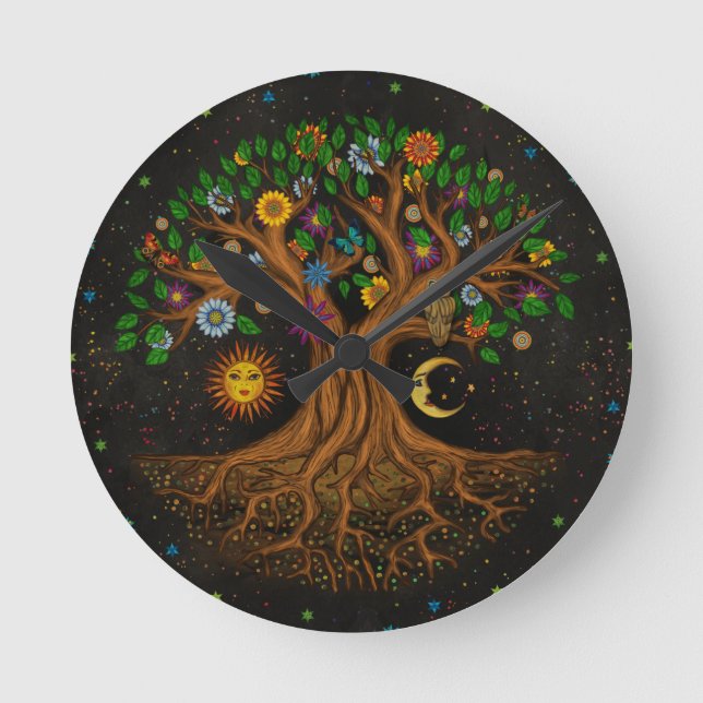 Horloge Ronde Whimsical Tree of Life (Recto)