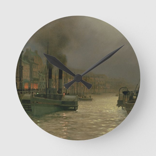 Horloge Ronde Whitby Harbour - Nuit, 1899 (huile sur toile) (Recto)