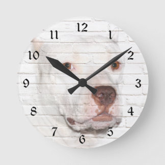 Horloge Ronde White bully Pitbull