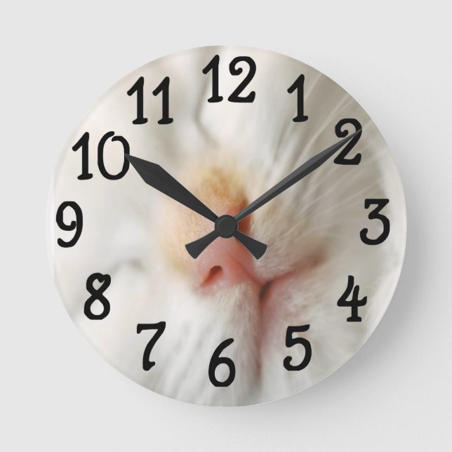 Horloge Ronde White Cat Face Wall Clock (Recto)