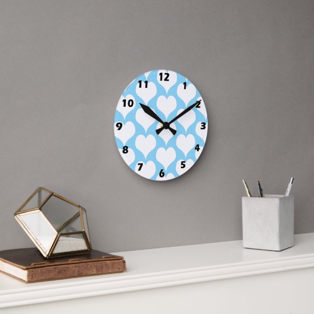 Horloge Ronde White Hearts Design (Bureau)