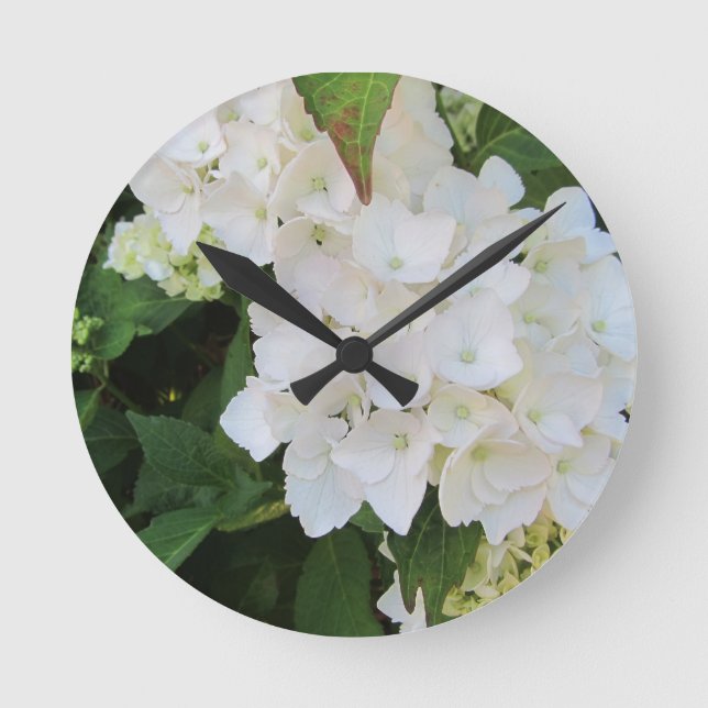 Horloge Ronde White Hydrangeas (Recto)