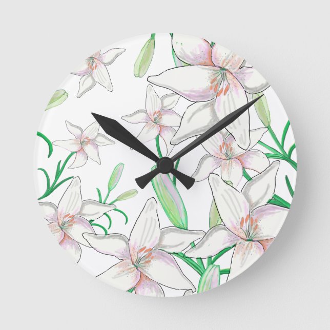 Horloge Ronde White Lily Illustration  (Recto)