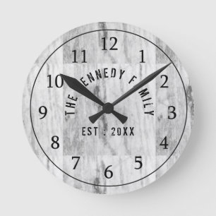 Horloge Ronde White Marble Family