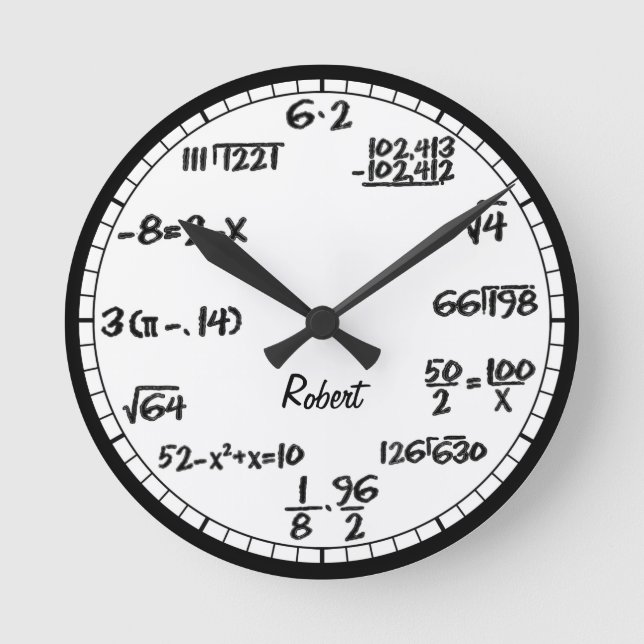 Horloge Ronde White Math Equations Custom Large Clock (Recto)